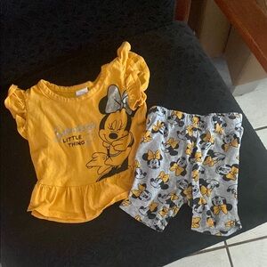 Disney Yellow and Gray Pajama Set with Flutter Sleeves